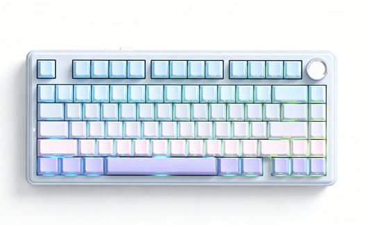 Solakaka A75 3-Mode RGB Mechanical Keyboard, Hot-Swappable Greywood V3 Switch,Blue‑Purple