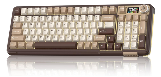 Solakaka A99PRO 3‑Mode RGB Mechanical Keyboard, Hot‑Swappable Sagittarius Switch,Milk-Coffee-Brown