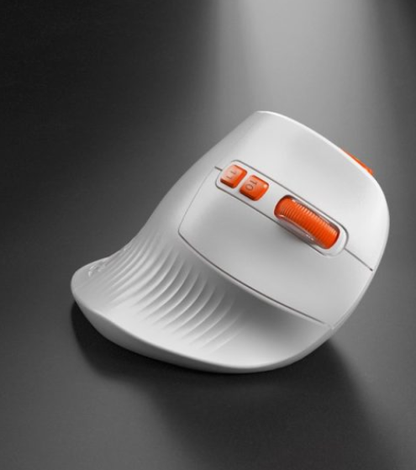 Solakaka E9PRO Tri‑Mode Vertical Ergonomic MMO Gaming Mouse, 10 Programmable Side Buttons, RGB Backlit Rechargeable Wireless Mouse,White-Orange