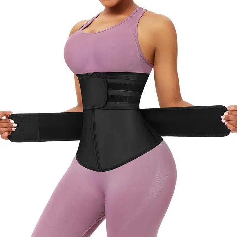 Sweat Waist Trainer for Women Sauna Sweat Belt Slim Body Shaper Corset - Black & M