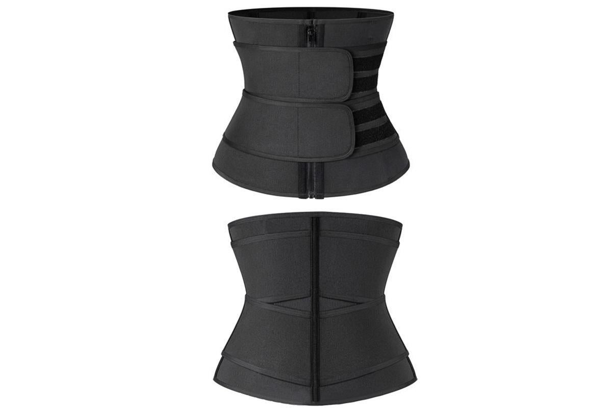 Sweat Waist Trainer for Women Sauna Sweat Belt Slim Body Shaper Corset - Black & L