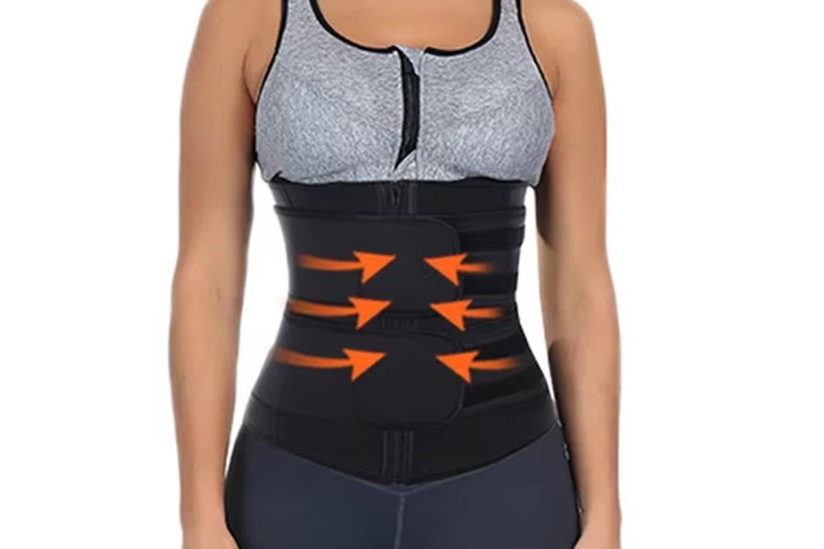 Sweat Waist Trainer for Women Sauna Sweat Belt Slim Body Shaper Corset - Black & L
