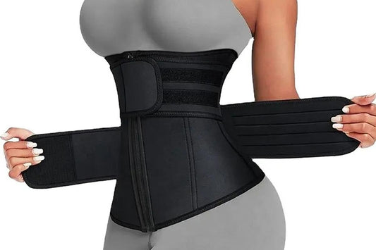 Sweat Waist Trainer for Women Sauna Sweat Belt Slim Body Shaper Corset - Black & XL