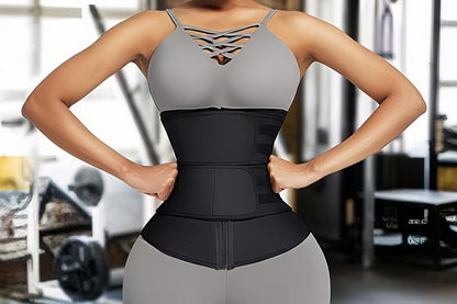 Sweat Waist Trainer for Women Sauna Sweat Belt Slim Body Shaper Corset - Black & XL