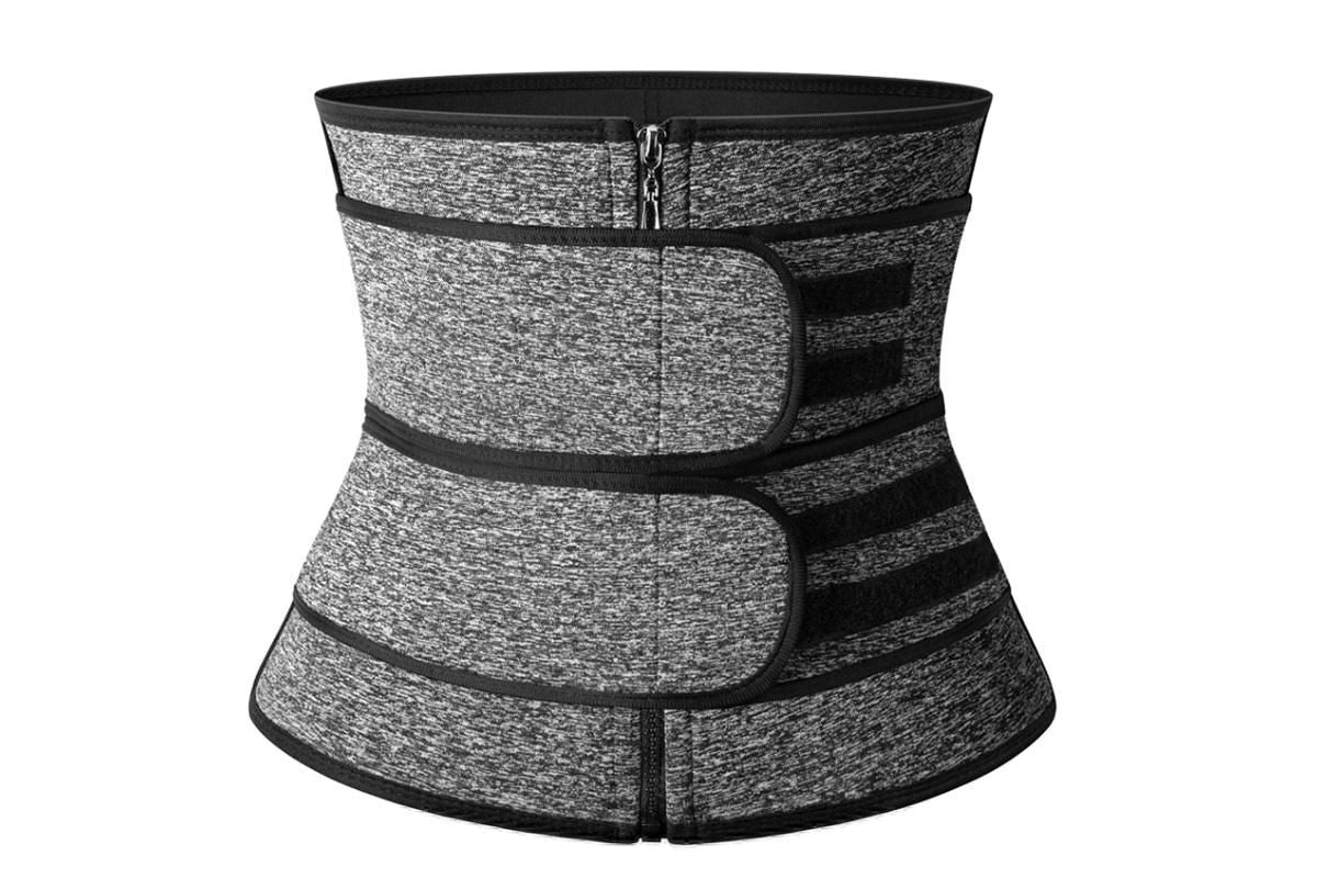 Sweat Waist Trainer for Women Sauna Sweat Belt Slim Body Shaper Corset - Grey & L