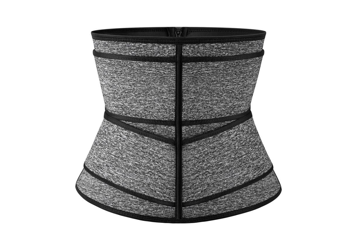 Sweat Waist Trainer for Women Sauna Sweat Belt Slim Body Shaper Corset - Grey & L