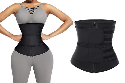 Sweat Waist Trainer for Women Sauna Sweat Belt Slim Body Shaper Corset - Grey & XL
