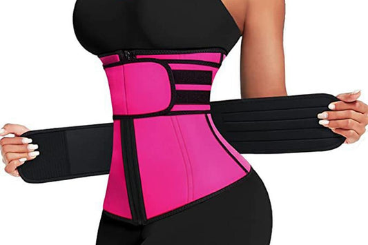 Sweat Waist Trainer for Women Sauna Sweat Belt Slim Body Shaper Corset - Magenta & L
