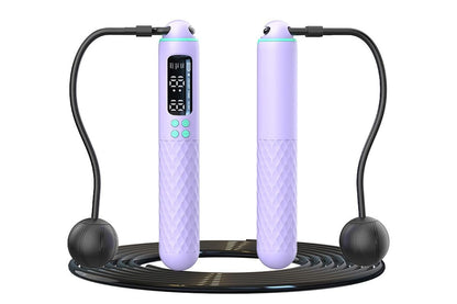 Smart Digital Jump Rope for Accurately Counts Jumps Sets Goals and Monitors Progress -Purple