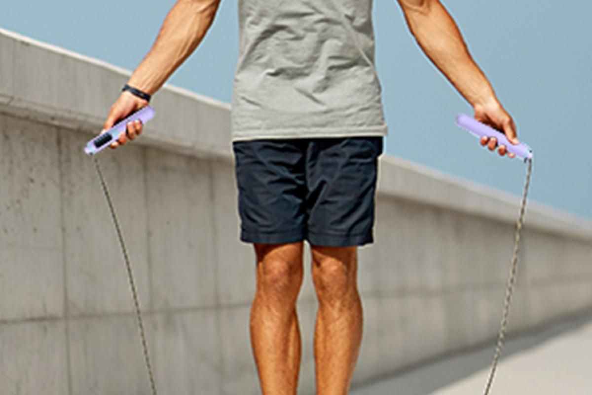 Smart Digital Jump Rope for Accurately Counts Jumps Sets Goals and Monitors Progress -Purple
