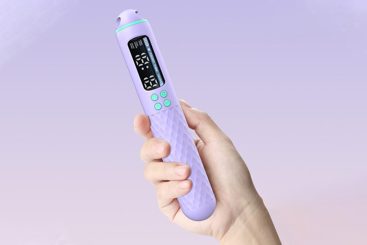 Smart Digital Jump Rope for Accurately Counts Jumps Sets Goals and Monitors Progress -Purple