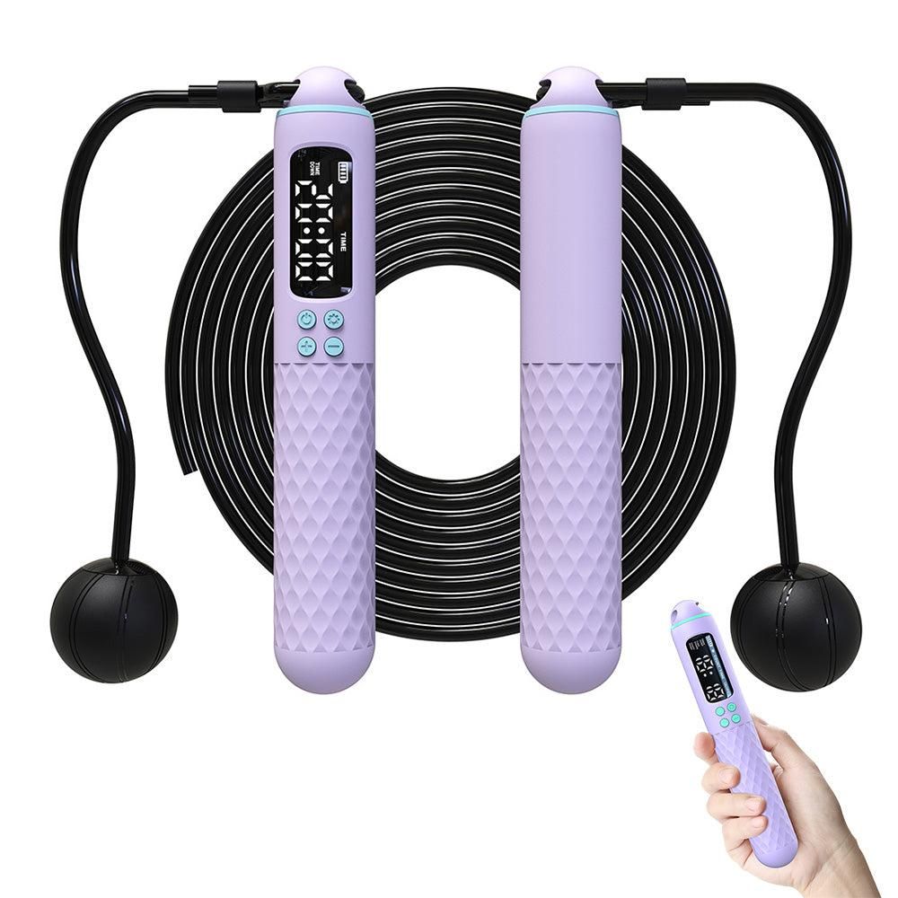 Smart Digital Jump Rope for Accurately Counts Jumps Sets Goals and Monitors Progress -Purple