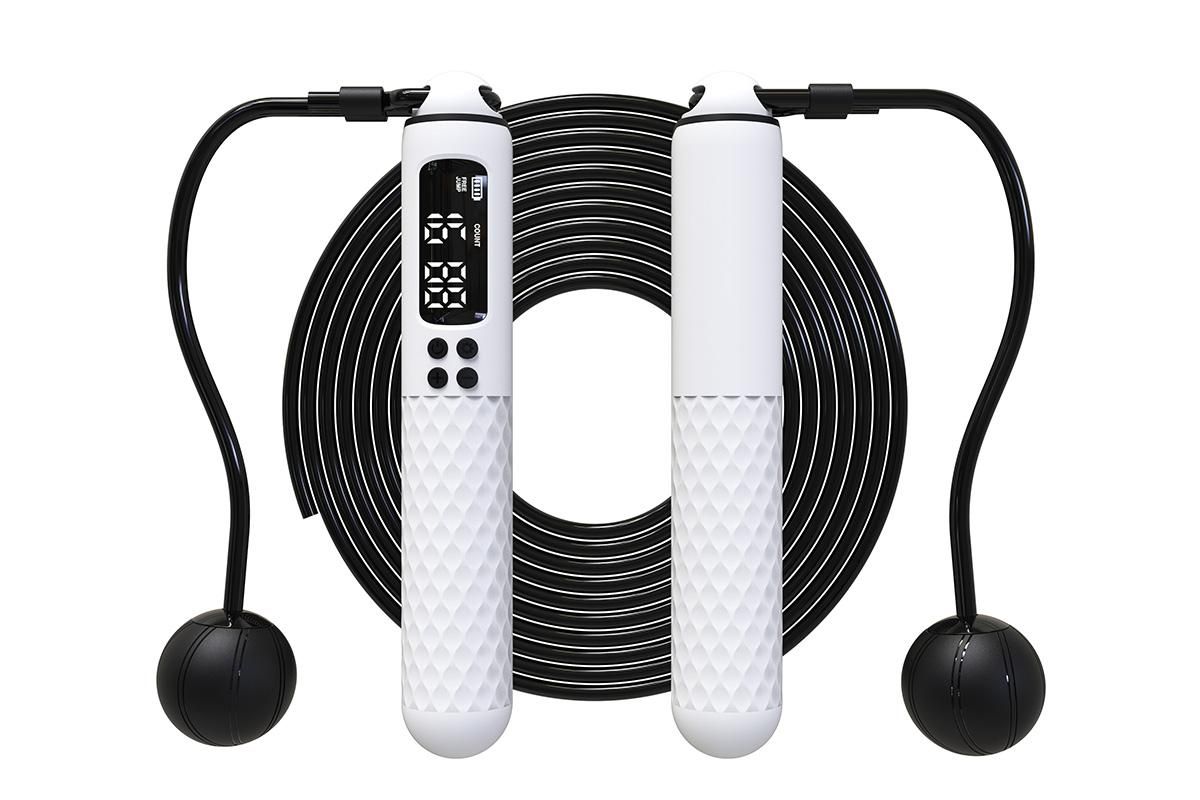 Smart Digital Jump Rope for Accurately Counts Jumps Sets Goals and Monitors Progress -Purple