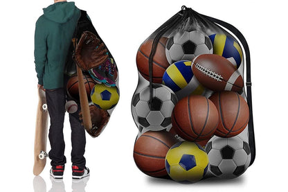Extra Large Sport Ball Bag Heavy Duty Breathable Mesh Storage Bag With Adjustable Shoulder Strap - Style 1