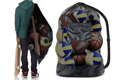 Extra Large Sport Ball Bag Heavy Duty Breathable Mesh Storage Bag With Adjustable Shoulder Strap - Style 1
