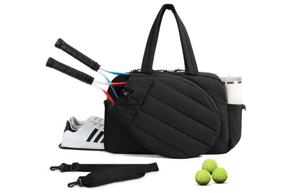 Womens Tennis Gym Bag Sports Tote Fits Two Rackets with Shoe Compartment - Camel