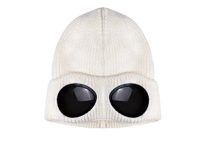 Winter Ski Hat with Goggles - Thermal Knit Beanie for Men & Women - Khaki