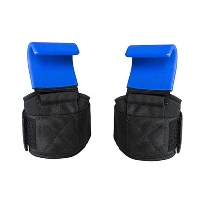2pcs Weight Lifting Hook Hand Grip Support Wrist Straps Powerlifting Grips Gym Gloves(Blue)