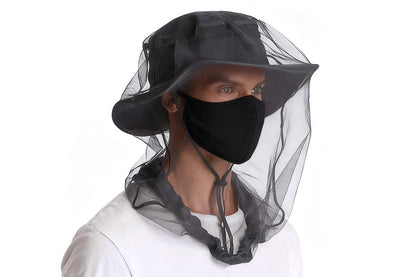 5Pcs Mosquito Head Net Bug Net Hat for Camping Hiking Fishing Gardening - Black