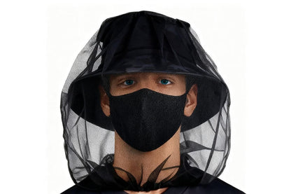 5Pcs Mosquito Head Net Bug Net Hat for Camping Hiking Fishing Gardening - Black