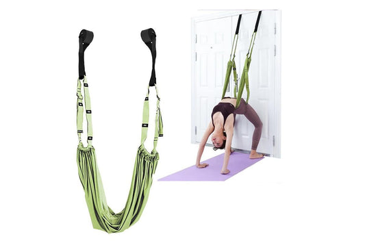 Stretching Exercise Belt Ballet Band Leg with Door Anchor Flexibility Trainer for Dance Aerial Yoga Ballet -Green