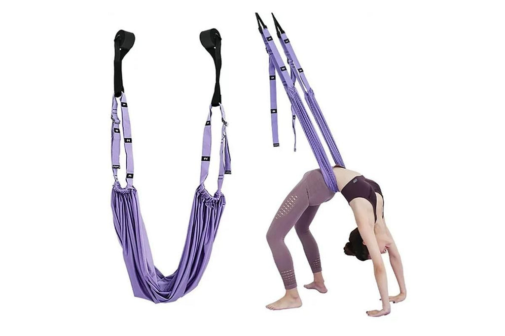 Stretching Exercise Belt Ballet Band Leg with Door Anchor Flexibility Trainer for Dance Aerial Yoga Ballet -Purple