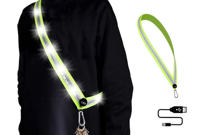 Rechargeable Running Gear LED Reflective Belt Sash Professional Safety Gear Safety Belt -White