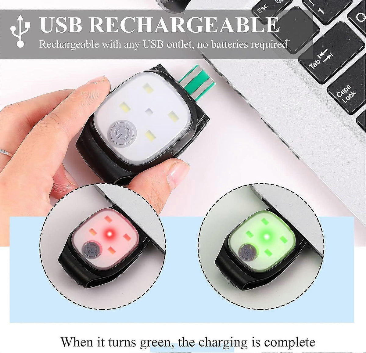 2Pcs Outdoor Night Clip-on Running Lights USB Rechargeable LED Light Reflective Plastic Running Train Safety Light Running Accessories for Runners