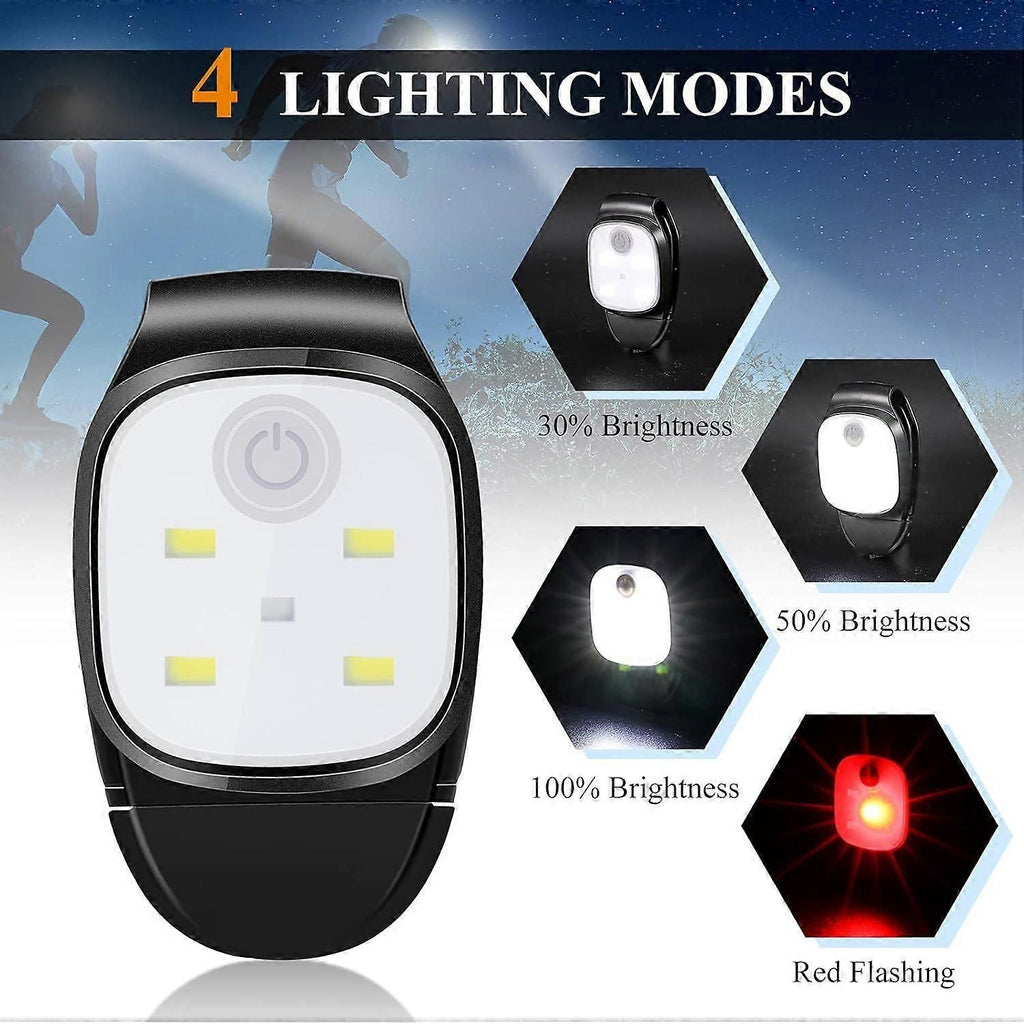 2Pcs Outdoor Night Clip-on Running Lights USB Rechargeable LED Light Reflective Plastic Running Train Safety Light Running Accessories for Runners