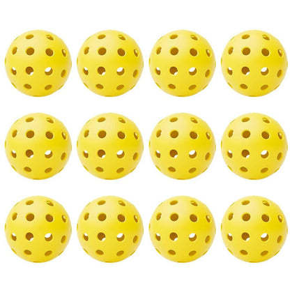 12Pcs Set 40-Hole Pickleball Balls High Bounce Outdoor Pickleball Set Yellow