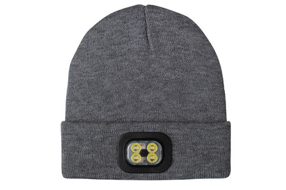 LED Beanie Hat USB Rechargeable LED Light Hat Winter Warm Knitted Hat Camping Workwear Hat with LED Light