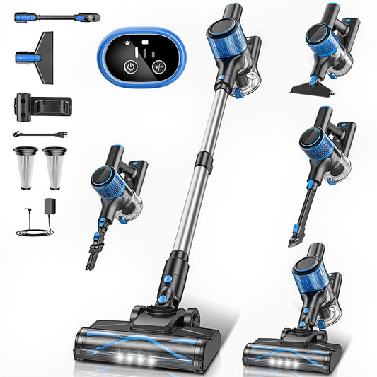 Cordless Vacuum Cleaner, 8 In 1 Powerful Suction Lightweight Vacuum Cleaner For Home, Led Display, 3 Suction Modes, 55Kpa Powerful Suction，45mins Detachable Battery Vacuum For Hard Floor Carpet Pet Hair