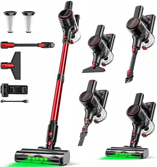 Cordless Vacuum Cleaner 8 in 1 55Kpa Powerful Suction Lightweight,LED Display,45Mins Detachable Battery Vacuum for Floor/Carpet