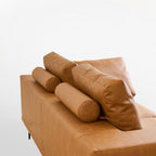 Modern Deep-Seated Sofa, Two-seater, Faux Leather, Brown - Brown PU leather