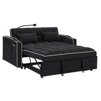 Fashionable Modern and Multi-functional Foldable Velvet Sofa Bed - Black