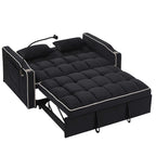 Fashionable Modern and Multi-functional Foldable Velvet Sofa Bed - Black