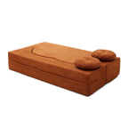 Convertible Folding Sofa Bed / Plush Corduroy Loveseat Couch - Grey