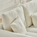 92-inch high-quality teddy fur fabric corner sofa - White