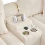 92-inch high-quality teddy fur fabric corner sofa - White