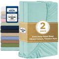 2000TC Hotel Quality Fitted Sheets - 2 Piece Fitted Sheets  -Breathable Bedding - Wrinkle, Fade, Stain Resistant- 16inch/40cm Deep Pocket Fitted Bed Sheets-Wrinkle and Fade Resistant,(Ice blue,Double)
