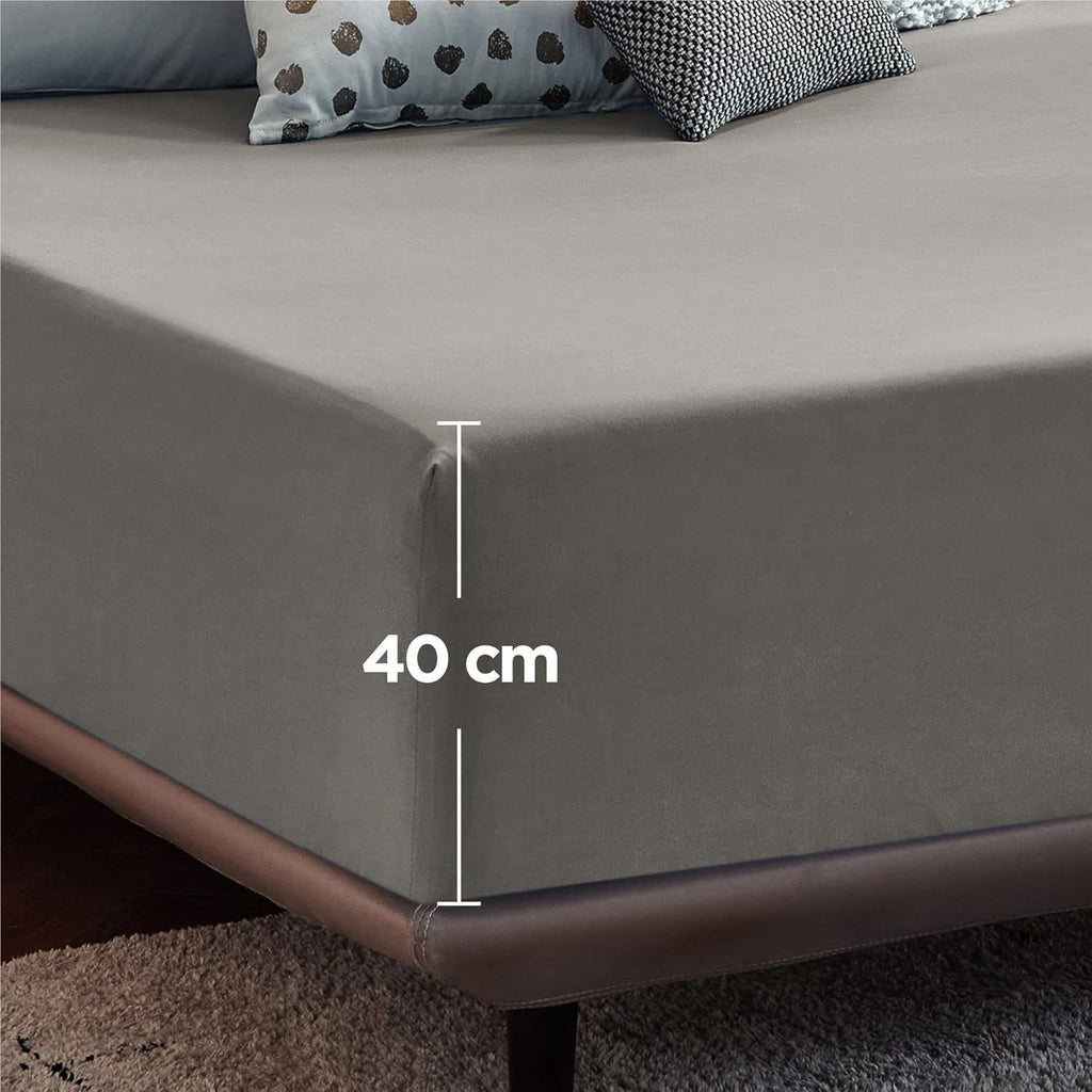 2000TC Hotel Quality Fitted Sheets - 2 Piece Fitted Sheets  -Breathable Bedding - Wrinkle, Fade, Stain Resistant- 16inch/40cm Deep Pocket Fitted Bed Sheets-Wrinkle and Fade Resistant,(Grey,Double)
