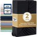 2000TC Hotel Quality Fitted Sheets - 2 Piece Fitted Sheets  -Breathable Bedding - Wrinkle, Fade, Stain Resistant- 16inch/40cm Deep Pocket Fitted Bed Sheets-Wrinkle and Fade Resistant,(Black,King)