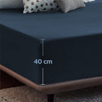 2000TC Hotel Quality Fitted Sheets - 2 Piece Fitted Sheets  -Breathable Bedding - Wrinkle, Fade, Stain Resistant- 16inch/40cm Deep Pocket Fitted Bed Sheets-Wrinkle and Fade Resistant,(Navy,Queen)