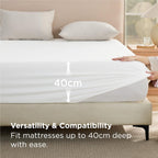 2000TC Hotel Quality Fitted Sheets - 2 Piece Fitted Sheets  -Breathable Bedding - Wrinkle, Fade, Stain Resistant- 16inch/40cm Deep Pocket Fitted Bed Sheets-Wrinkle and Fade Resistant,(White,Single)