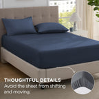 2000TC Hotel Quality Fitted Sheets - 2 Piece Fitted Sheets  -Breathable Bedding - Wrinkle, Fade, Stain Resistant- 16inch/40cm Deep Pocket Fitted Bed Sheets-Wrinkle and Fade Resistant,(Navy,Single)
