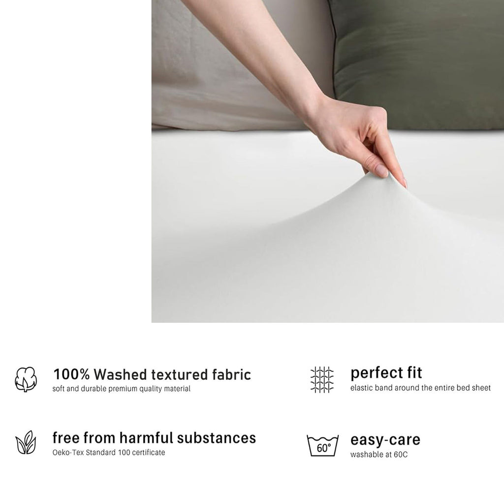 Hotel Quality Fitted sheets - 2 Piece Fitted sheets  -Breathable Bedding - Wrinkle, Fade, Stain Resistant- 26inch/40cm Deep Pocket Fitted Bed Sheet-Wrinkle and Fade Resistant,(White,Double)