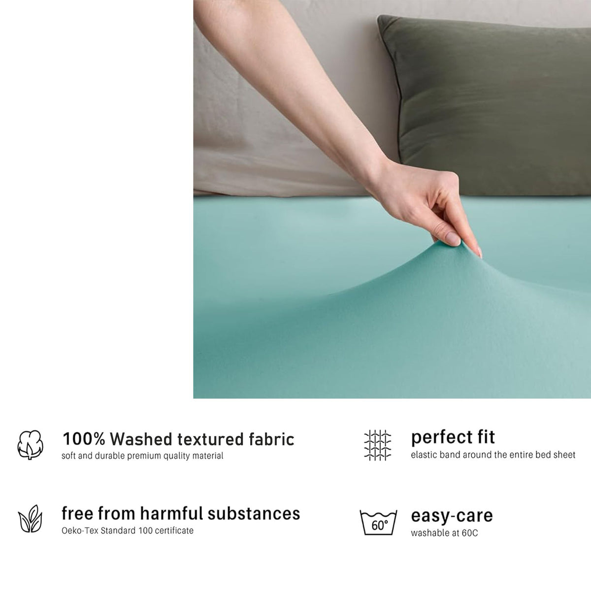 Hotel Quality Fitted sheets - 2 Piece Fitted sheets  -Breathable Bedding - Wrinkle, Fade, Stain Resistant- 26inch/40cm Deep Pocket Fitted Bed Sheet-Wrinkle and Fade Resistant,(Ice blue,Double)