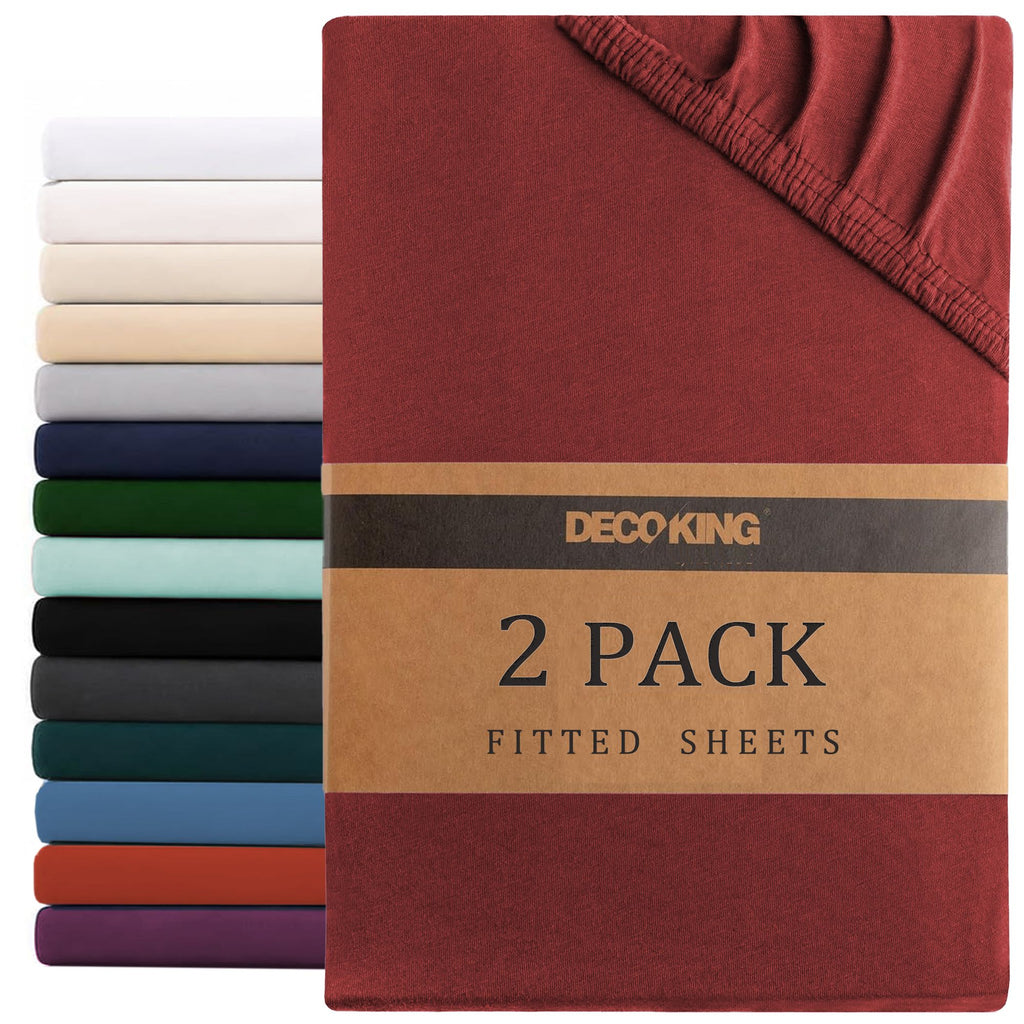 Hotel Quality Fitted sheets - 2 Piece Fitted sheets  -Breathable Bedding - Wrinkle, Fade, Stain Resistant- 26inch/40cm Deep Pocket Fitted Bed Sheet-Wrinkle and Fade Resistant,(Red,Double)