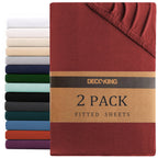 Hotel Quality Fitted sheets - 2 Piece Fitted sheets  -Breathable Bedding - Wrinkle, Fade, Stain Resistant- 26inch/40cm Deep Pocket Fitted Bed Sheet-Wrinkle and Fade Resistant,(Red,Double)