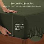 Hotel Quality Fitted sheets - 2 Piece Fitted sheets  -Breathable Bedding - Wrinkle, Fade, Stain Resistant- 26inch/40cm Deep Pocket Fitted Bed Sheet-Wrinkle and Fade Resistant,(Olive green,Double)